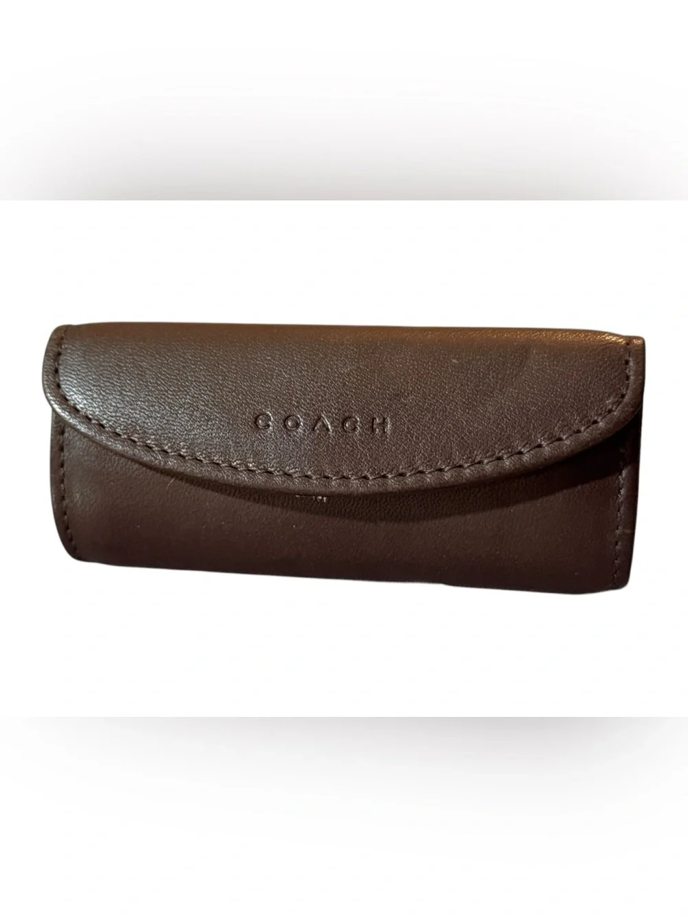 Vintage Coach Brown Leather Lipstick Case with Mirror